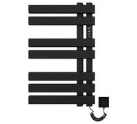 SKYLYZH Sèche Serviette électrique, Seche Serviette Electrique Noir, Radiateur Seche Serviette, 450x720mm, Seche Serviette Salle de Bain, Minuterie&Température Réglable, économie d'énergie-Black Right