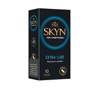 SKYN Extra Lube : Lot de 10 Préservatifs sans latex Skynfeel pour Hommes / Taille Standard, Extra Lubrifiés, Préservatifs Fins, Forme Droite et Lisse / Diamètre 53mm
