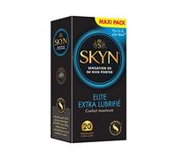 Skyn Extra Lube : Lot de 20 Préservatifs sans latex Skynfeel pour Hommes / Taille Standard, Extra Lubrifiés, Préservatifs Fins, Forme Droite Lisse / Diamètre 53mm