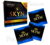 Skyn Préservatifs EXTRA LUBRICATED – Sensibles, sans latex, en polyisoprène, minces – Boîte de 3