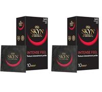 Skyn Intense Feel : Lot de 20 Préservatifs Intensément Perlés sans latex Skynfeel pour Homme/Taille Standard, Préservatifs Fins, Forme Droite/Diamètre 53mm