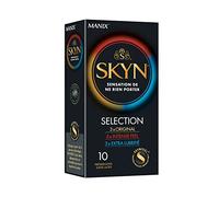 SKYN Selection: Lot de 10 Préservatifs sans latex SKYNFEEL pour Homme|Assortiment de 4 Types de Sensations: 4x Original, 2x Elite, 2x Elite Extra Lubrifié, 2x Excitation|Taille Standard| Diamètre 53mm