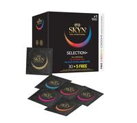 SKYN Selection: Lot de 30 + 5 Préservatifs | Skynfeel Sans Latex pour Hommes, 10 x Original, 10 x Intense Feel, 10 x Elite Extra Lubrifié + 5 x 5-Senses | Taille Régulière, Diamètre 53mm