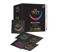 SKYN Selection+: Lot de 70 Préservatifs sans latex pour homme | 10 x Original, 10 x Intense Feel, 10 x Elite Extra Lubrifié + 5 x 5-Senses | Taille Régulière, Diamètre 53mm