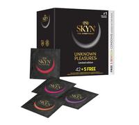 SKYN Unknown Pleasure : Lot de 42 Préservatifs + 5x '5 Senses'| 5 Types de Sensations : Perlé, Aromatisé Cocktail, Frissons, Chauffant, Rafraichissant | Sans Latex pour Homme | Diamètre 53mm