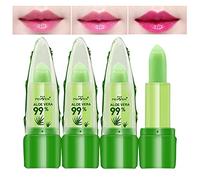 Skynest Lot de 3 baumes à lèvres à l'aloe vera, rouge à lèvres hydratant, changement de couleur, brillant à lèvres, longue durée, nutritif, ensemble repulpant pour les lèvres à l'aloe vera