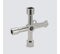 Skynotek Clé universelle 4 embouts | Valable pour ascenseur, compteur de gaz, vannes de radiateur, armoires électriques et compteurs d'eau | 1 pièce
