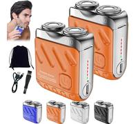 Skypicnic Rasoir électrique rotatif portable à double anneau, rasoir Skypique-nique, mini rasoir électrique portable sans fil, tondeuse rechargeable par USB pour barbe et poils du corps, pour voyage