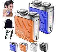 Skypicnic Rasoir électrique rotatif portable à double anneau, rasoir Skypique-nique, mini rasoir électrique portable sans fil, tondeuse rechargeable par USB pour barbe et poils du corps, pour voyage