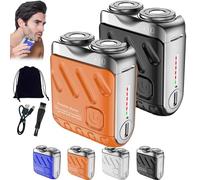 Skypicnic Rasoir électrique rotatif portable à double anneau, rasoir Skypique-nique, mini rasoir électrique portable sans fil, tondeuse rechargeable par USB pour barbe et poils du corps, pour voyage