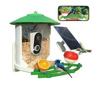 SkyPix Mangeoire à oiseaux avec caméra, 2K HD AI Smart Identify Bird Species Caméra vidéo avec panneau solaire Nichoir extérieur avec caméra, alertes d'arrivée instantanées, capture vidéo d'oiseau