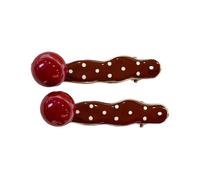 SkyPOOU 1 paire de pinces à cheveux en alliage durables à pois en forme de cœur pour femmes et filles. Marron. Environ 4 à 8 cm