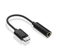 SkyPOOU Adaptateur de casque type C vers 3,5 mm noir pour un transport facile et un câble court de 7 cm