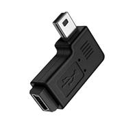 SkyPOOU Adaptateur d'extension MiniUSB 5 broches coudé à 90 degrés pour le chargement et le transfert de données dans un espace restreint USB mâle vers femelle