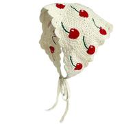 SkyPOOU Bandana vintage floral au crochet pour cheveux accessoires de cheveux tendance écharpe de cheveux douce tricotée pour femmes et filles. Cerise