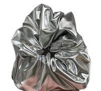 SkyPOOU Bandeau chouchou métallique épais surdimensionné pour femme - Élastique à cheveux argenté - Env. 15 cm
