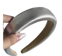 SkyPOOU Bandeau chouchou métallique épais surdimensionné pour femme - Élastique à cheveux élégant pour queue de cheval - Argenté - Environ 15 cm