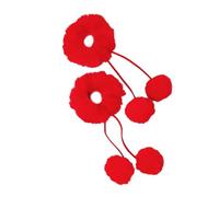 SkyPOOU Bandeau de cheveux à pompons pour femmes et filles des années 2000 - Élastique à la mode - Chouchous pour chignons - Pour l'hiver - Rougeur - Environ Longueur : 16 cm