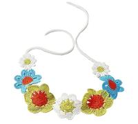 SkyPOOU Bandeau ethnique au crochet Bandanas Coiffe Tricoter Fleur Diadèmes Large Bandeau pour Femmes Accessoire de Mode Bleu