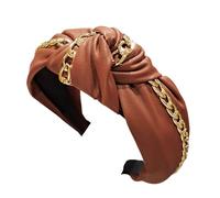 SkyPOOU Bandeaux larges tendance vintage noués pour femmes et filles. Café. Circonférence : 55-60 cm