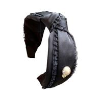 SkyPOOU Bandeaux tendance en dentelle pour photos, maquillage, bandeaux de fête, bandeaux amusants pour festivals de musique, noir.Cir env. 55-60 cm