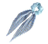 SkyPOOU Chouchou à cheveux tendance avec ruban floral - Accessoire élégant pour cheveux - Accessoire de fête - Ajoute de la romance à différentes coiffures - Bleu