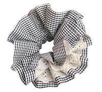 SkyPOOU Chouchou élégant en dentelle pour femme - Double couche - Pour différentes coiffures et occasions - Noir - Environ 18 cm