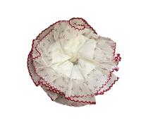 SkyPOOU Chouchous en dentelle pour cheveux épais surdimensionnés avec corde à cheveux, chouchou élégant pour queue de cheval, blanc, env. 15 cm