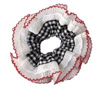 SkyPOOU Chouchous vintage en dentelle pour cheveux épais surdimensionnés Chouchou élégant pour queue de cheval pour femme Noir Environ 12 cm