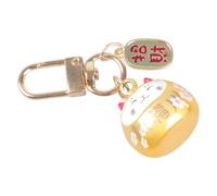 SkyPOOU Collection de Porte-clés de Dessin Animé Japonais Pendentif en Métal Chats avec Charms de Clochettes pour Sacs et Clés de Voiture Ornement Chats Porte-clés de la Chance, jaune, One Size