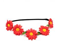 SkyPOOU Couronne florale unique pour cheveux - Bandeau élastique pour festivals, mariages, fêtes d'Halloween - Rougeur
