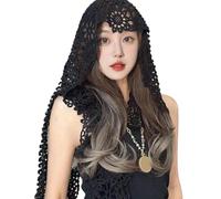 SkyPOOU Foulard en dentelle délicate pour femmes musulmanes et prières florales, Mantilla rose, accessoires photo en dentelle, écharpe brodée pour femmes, châle, Noir , taille unique