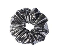 SkyPOOU Grand chouchou à cheveux avec motifs en cuir et tissu - Confortable - Accessoire de cheveux unique pour femme - Noir