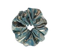 SkyPOOU Grand chouchou à cheveux avec motifs en cuir et tissu - Confortable - Accessoire de cheveux unique pour femme - Bleu