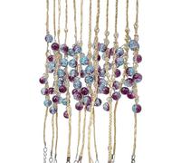 SkyPOOU Lot de 12 bracelets tissés à la main réglables en cristal artificiel avec pendentif en perles rondes, taille unique, Comme décrit