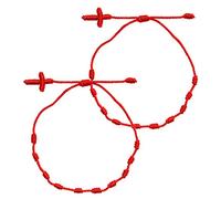 SkyPOOU Lot de 2 cordes rouges tressées pour croix à 7 nœuds Kabbale - Bijoux de décoration pour la chance, la richesse et les adolescentes - Bijoux pour filles, taille unique, Comme décrit