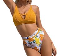 SkyPOOU Lot de 2 maillots de bain pour femme Soutien-gorge taille haute G-string string plage pour triangle maillot de bain maillot de bain maillot de bain femme