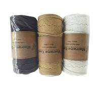 SkyPOOU Lot de 3 rouleaux de cordon en coton de 3 mm x 100 m d'épaisseur pour suspension de plantes, loisirs créatifs, emballage