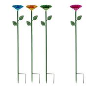 SkyPOOU Lot de 4 dispositifs d'arrosage des mouches sur le thème végétal avec base ferme pour sols extérieurs en fer