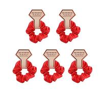 SkyPOOU Lot de 5 chouchous élastiques en satin pour demoiselle d'honneur, fête prénuptiale, mariage, chouchou pour queue de cheval, rouge