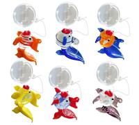 SkyPOOU Lot de 6 poissons en verre avec bulles à suspendre pour aquarium