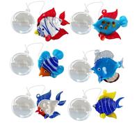 SkyPOOU Lot de 6 poissons en verre avec bulles à suspendre pour aquarium