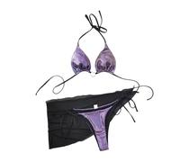 SkyPOOU Maillot de bain fendu pour femme, confortable et à séchage rapide, dos nu, bretelles nouées, maillot de bain respirant