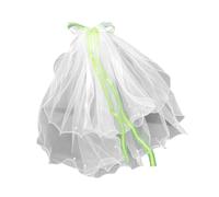 SkyPOOU Nœud à cheveux pour voile de mariée - Ruban en dentelle blanche - Longue queue pour robe de mariée - Accessoire tendance - Blanc
