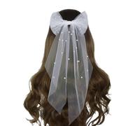SkyPOOU Pince à cheveux avec nœud en perles pour voiles de mariée pour fête, voile de mariée, nœud pour fiançailles, blanc