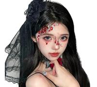 SkyPOOU Pince à cheveux élégante avec dentelle et voile - Réglable - Pour femme - Noir - Environ 35 cm