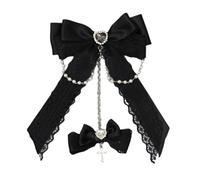 SkyPOOU Pince à cheveux en dentelle avec pendentif en forme de nœud pour cosplay - Pour un usage quotidien - Noir - Longueur approximative : 16 cm