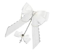 SkyPOOU Pince à cheveux en dentelle avec pendentif en forme de nœud pour cosplay - Pour un usage quotidien - Blanc - Longueur approximative : 16 cm