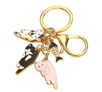 SkyPOOU Porte-clés avec pendentif en forme d'os de poisson - Accessoire de sac à main en alliage - Bijoux pour adolescents, doré, C