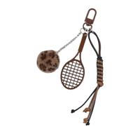 SkyPOOU Porte-clés en forme de raquette de badminton - Accessoire de sac à main - Corde tressée - Pour sacs à main et sacs à dos - Raquette créative en peluche, Q1703 1